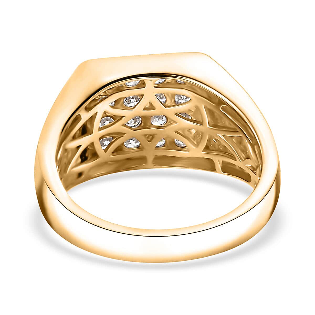 Luxuriant Lab Grown Diamond G-H SI 1.00 ctw Men's Ring in 18K Vermeil Yellow Gold Over Sterling Silver (Size 12.0) image number 4