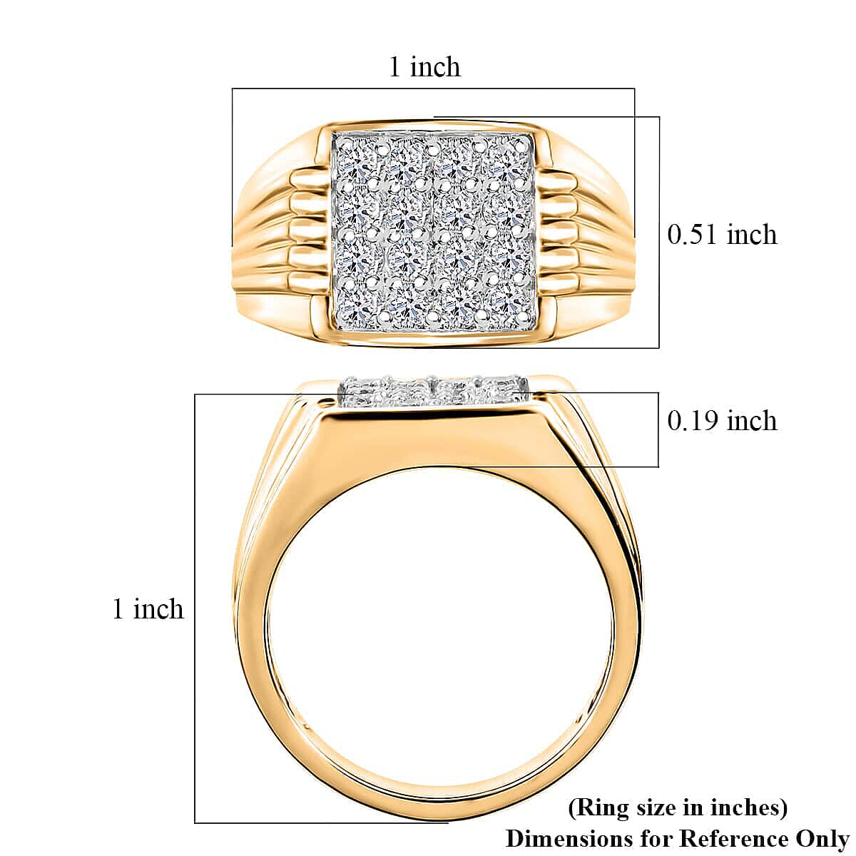 Luxuriant Lab Grown Diamond G-H SI 1.00 ctw Men's Ring in 18K Vermeil Yellow Gold Over Sterling Silver (Size 12.0) image number 5