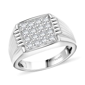 Luxuriant Lab Grown Diamond G-H SI 1.00 ctw Men's Ring in Rhodium Over Sterling Silver (Size 10.0)