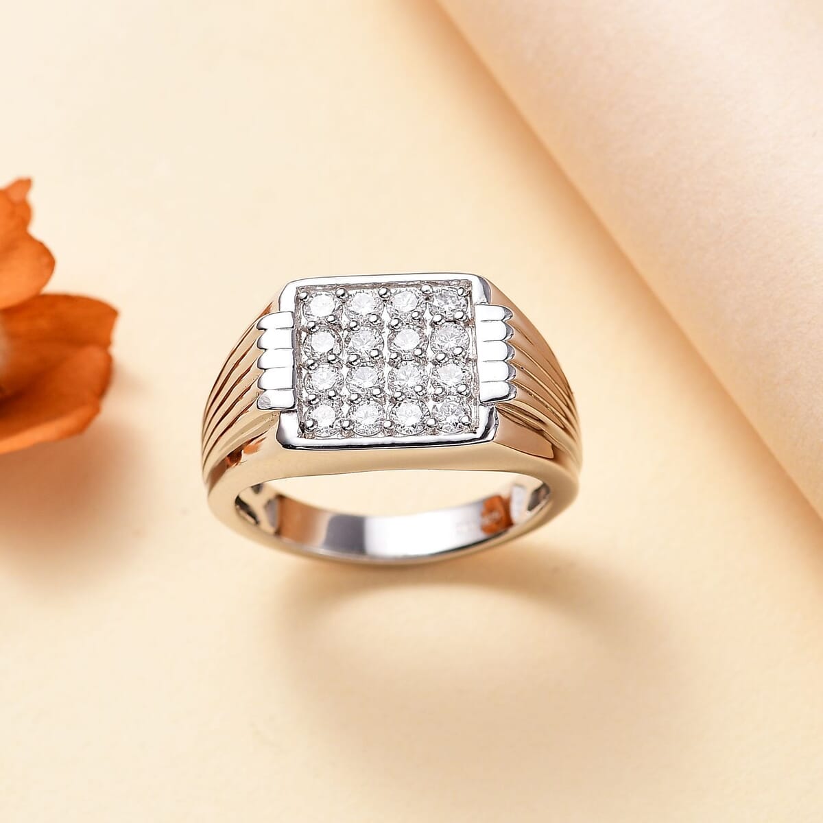 Luxuriant Lab Grown Diamond G-H SI 1.00 ctw Men's Ring in Rhodium Over Sterling Silver (Size 10.0) image number 1
