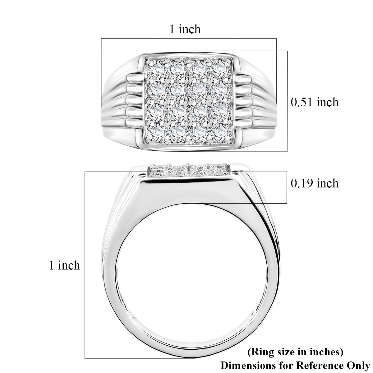Luxuriant Lab Grown Diamond G-H SI 1.00 ctw Men's Ring in Rhodium Over Sterling Silver (Size 10.0) image number 5