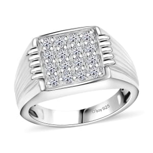 Luxuriant Lab Grown Diamond G-H SI 1.00 ctw Men's Ring in Rhodium Over Sterling Silver (Size 11.0)