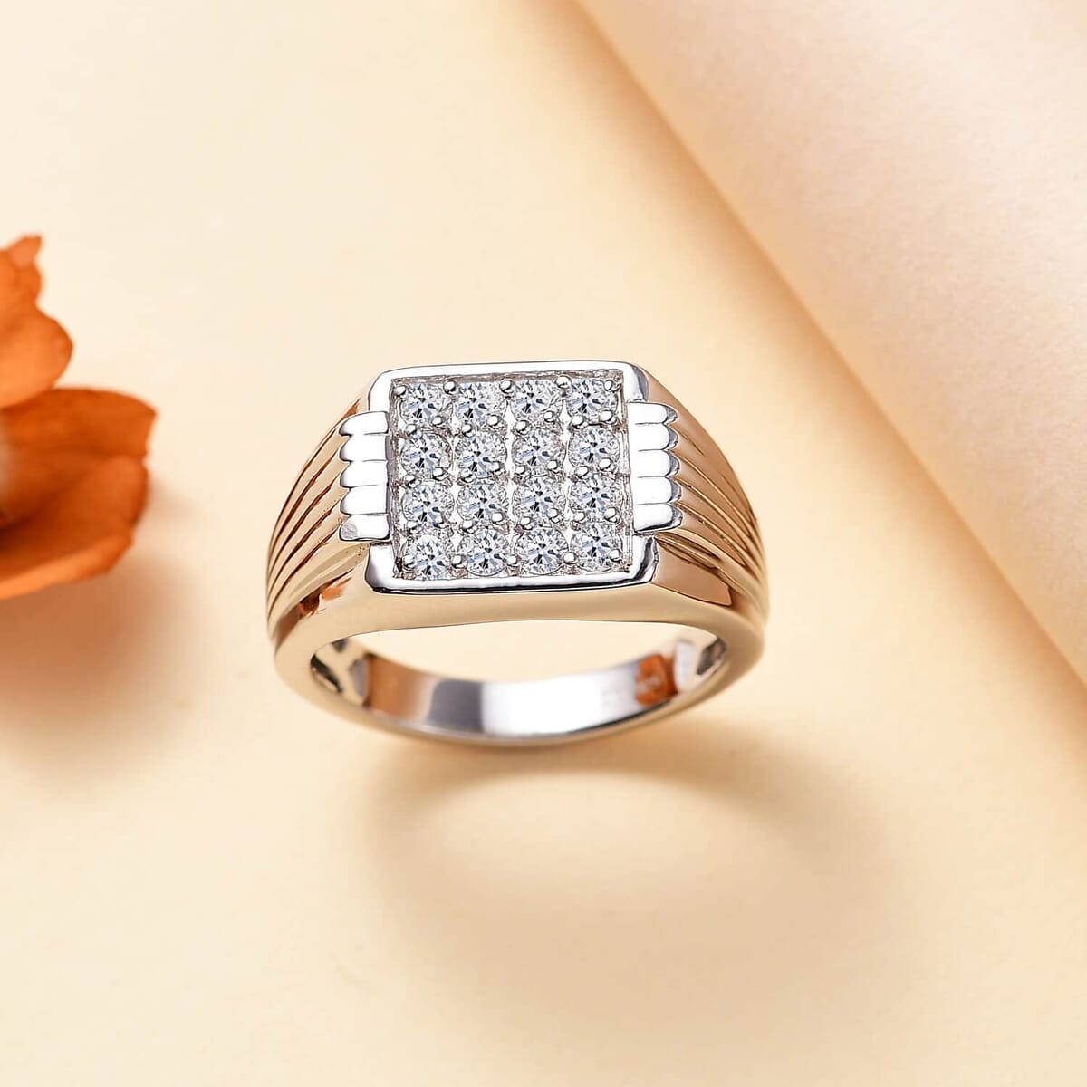 Luxuriant Lab Grown Diamond G-H SI 1.00 ctw Men's Ring in Rhodium Over Sterling Silver (Size 11.0) image number 1