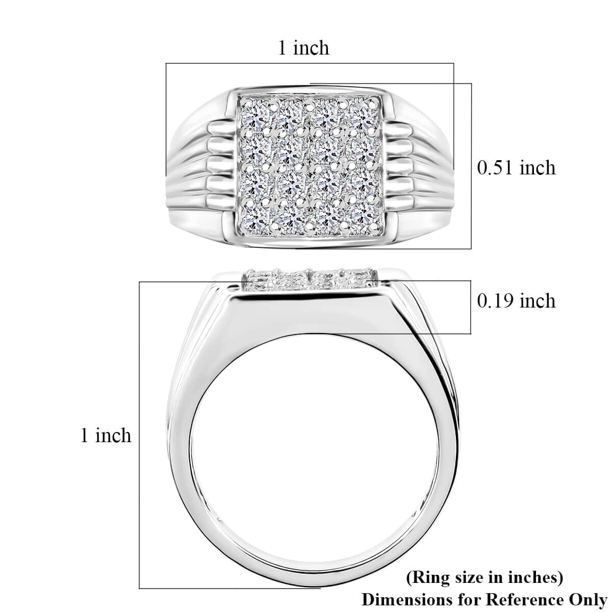 Luxuriant Lab Grown Diamond G-H SI 1.00 ctw Men's Ring in Rhodium Over Sterling Silver (Size 11.0) image number 5