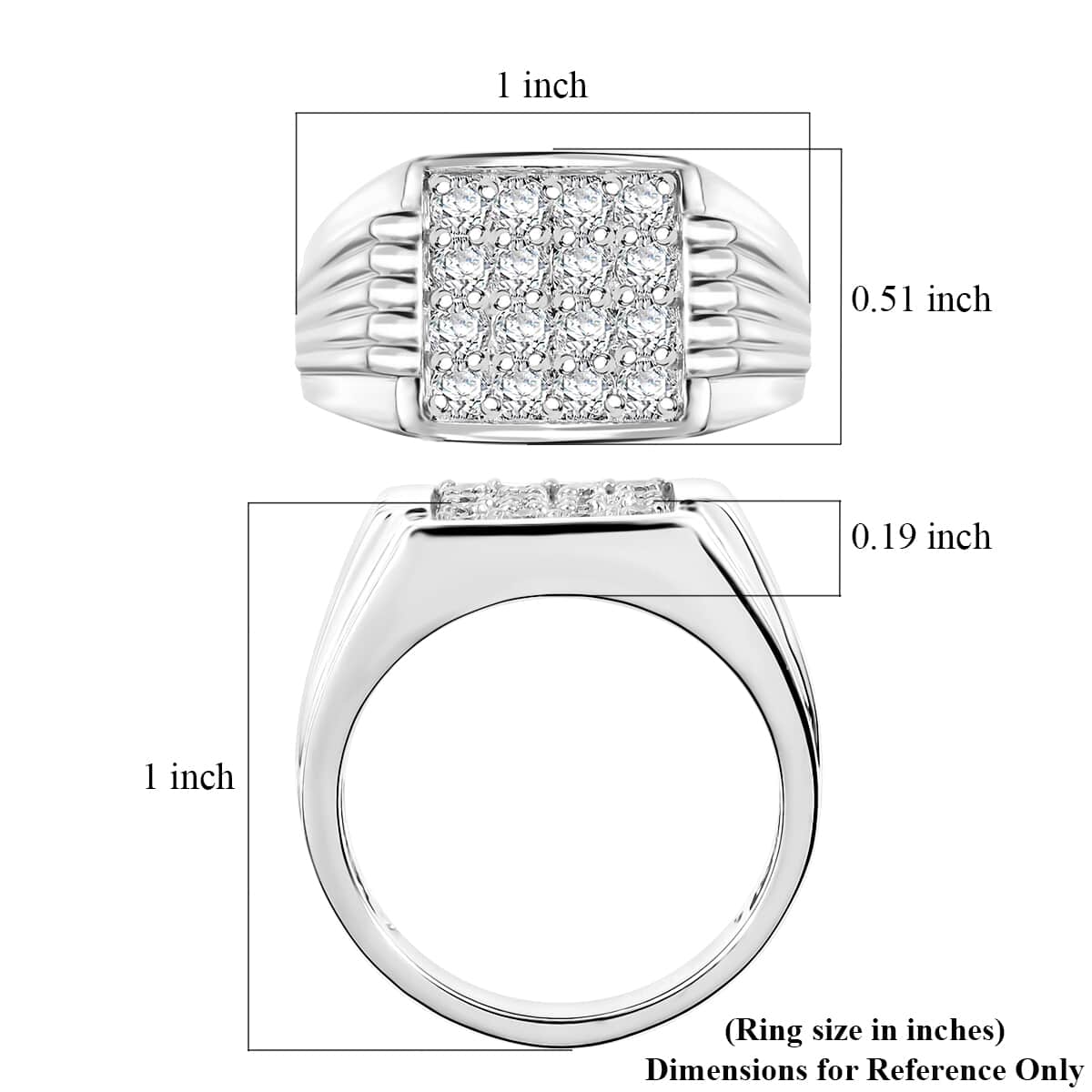 Luxuriant Lab Grown Diamond G-H SI 1.00 ctw Men's Ring in Rhodium Over Sterling Silver (Size 12.0) image number 5