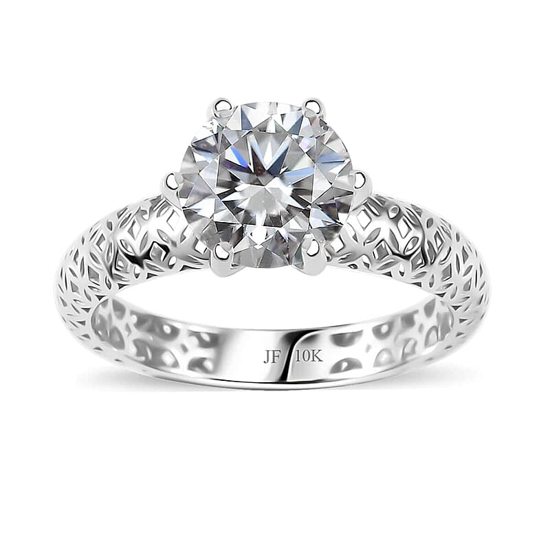 10K White Gold J Francis Embellished with Zirconia by Swarovski Solitaire Ring (Size 10.0) 3.35 ctw