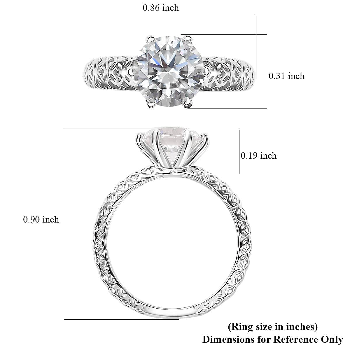 10K White Gold J Francis Embellished with Zirconia by Swarovski Solitaire Ring (Size 10.0) 3.35 ctw