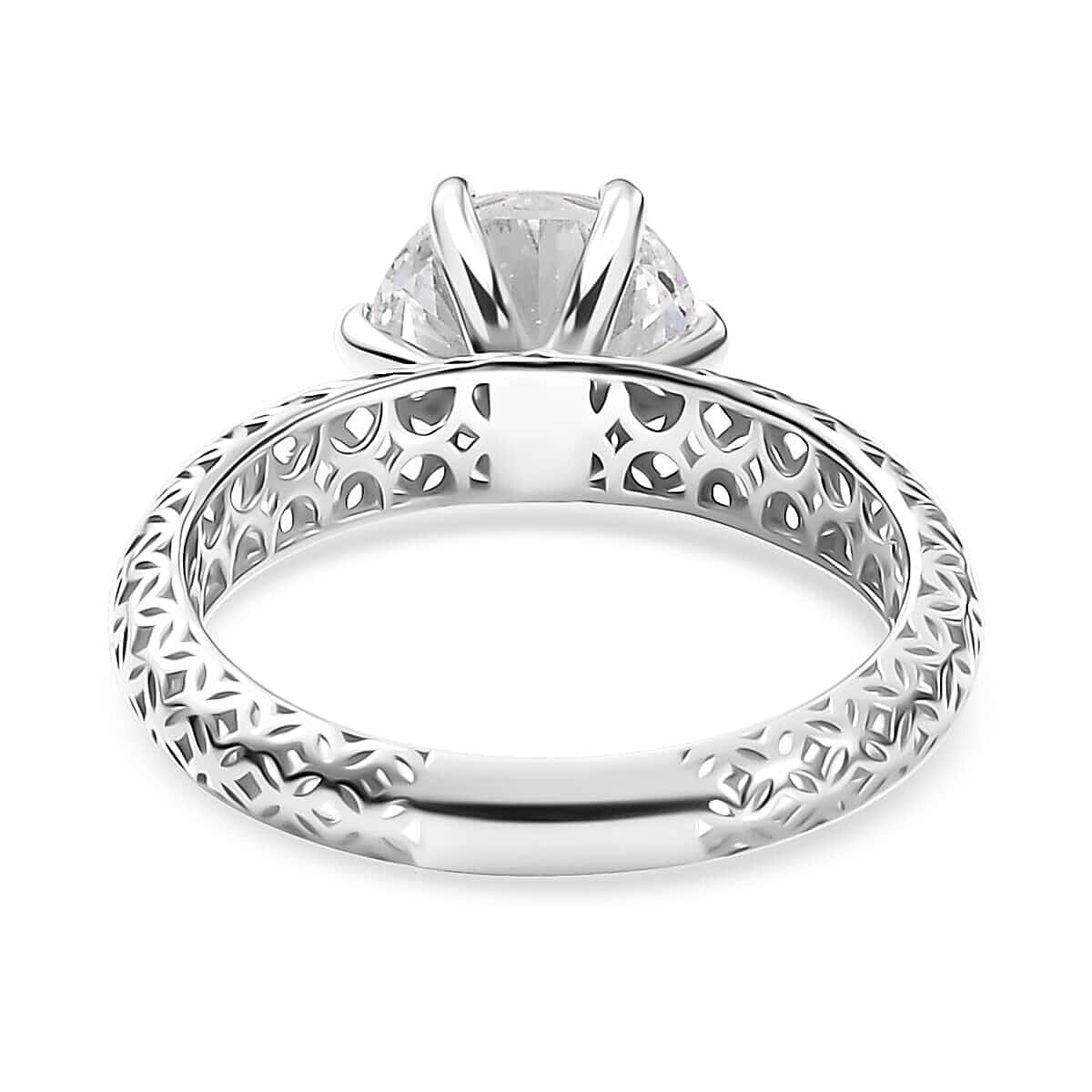 10K White Gold J Francis Embellished with Zirconia by Swarovski Solitaire Ring (Size 5.0) 3.35 ctw image number 4