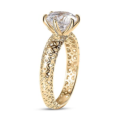 J Francis Embellished with Zirconia by Swarovski Solitaire Ring in 10K Yellow Gold 3.35 ctw (Size 10.0)