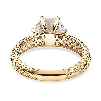 J Francis Embellished with Zirconia by Swarovski Solitaire Ring in 10K Yellow Gold 3.35 ctw (Size 10.0)
