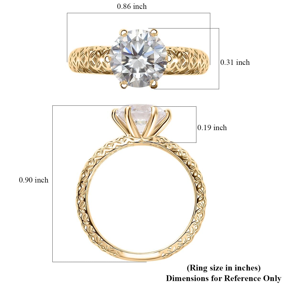 Mirage Collection J Francis Embellished with Zirconia by Swarovski 3.35 ctw Solitaire Ring in 10K Yellow Gold (Size 6.0) image number 6