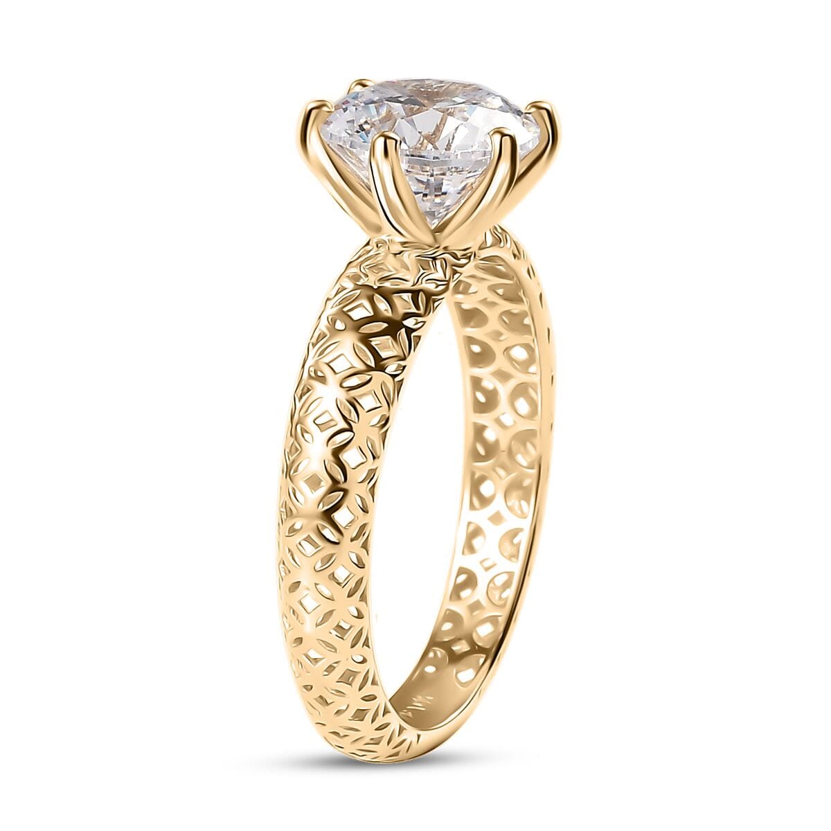 Mirage Collection J Francis Embellished with Zirconia by Swarovski 3.35 ctw Solitaire Ring in 10K Yellow Gold (Size 8.0) image number 4