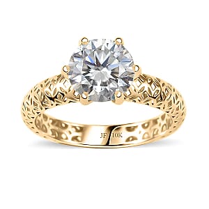Mirage Collection J Francis Embellished with Zirconia by Swarovski 3.35 ctw Solitaire Ring in 10K Yellow Gold (Size 8.5)