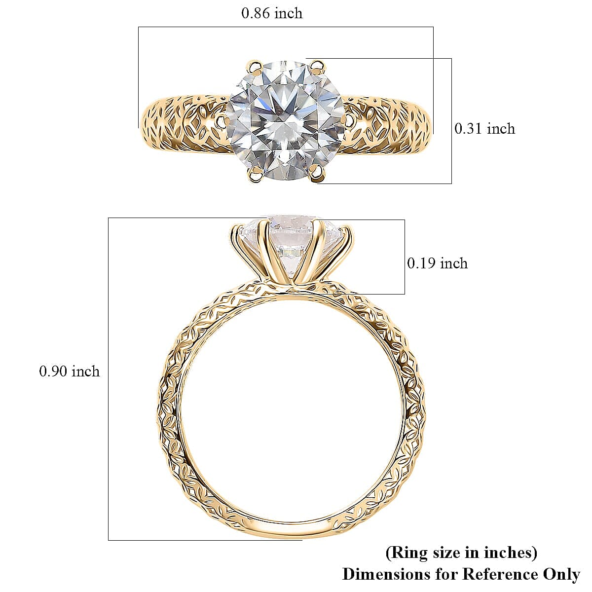 Mirage Collection J Francis Embellished with Zirconia by Swarovski 3.35 ctw Solitaire Ring in 10K Yellow Gold (Size 8.5) image number 6
