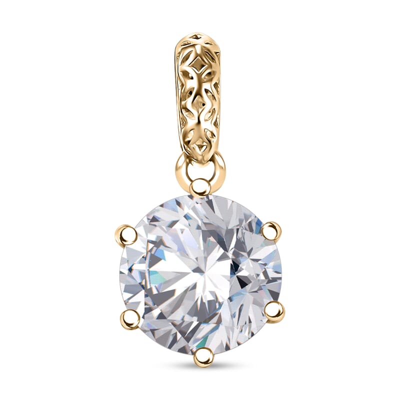 Mirage Collection J Francis Embellished with Zirconia by Swarovski 3.35 ctw Solitaire Pendant without Chain in 10K Yellow Gold