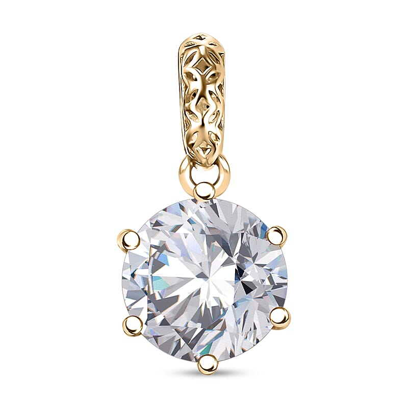Mirage Collection J Francis Embellished with Zirconia by Swarovski 3.35 ctw Solitaire Pendant without Chain in 10K Yellow Gold