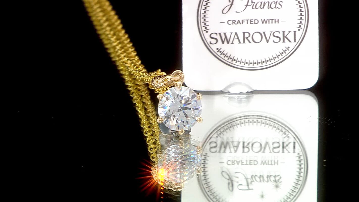 Mirage Collection J Francis Embellished with Zirconia by Swarovski 3.35 ctw Solitaire Pendant without Chain in 10K Yellow Gold