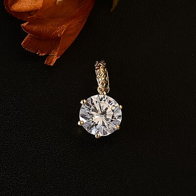 Mirage Collection J Francis Embellished with Zirconia by Swarovski 3.35 ctw Solitaire Pendant without Chain in 10K Yellow Gold