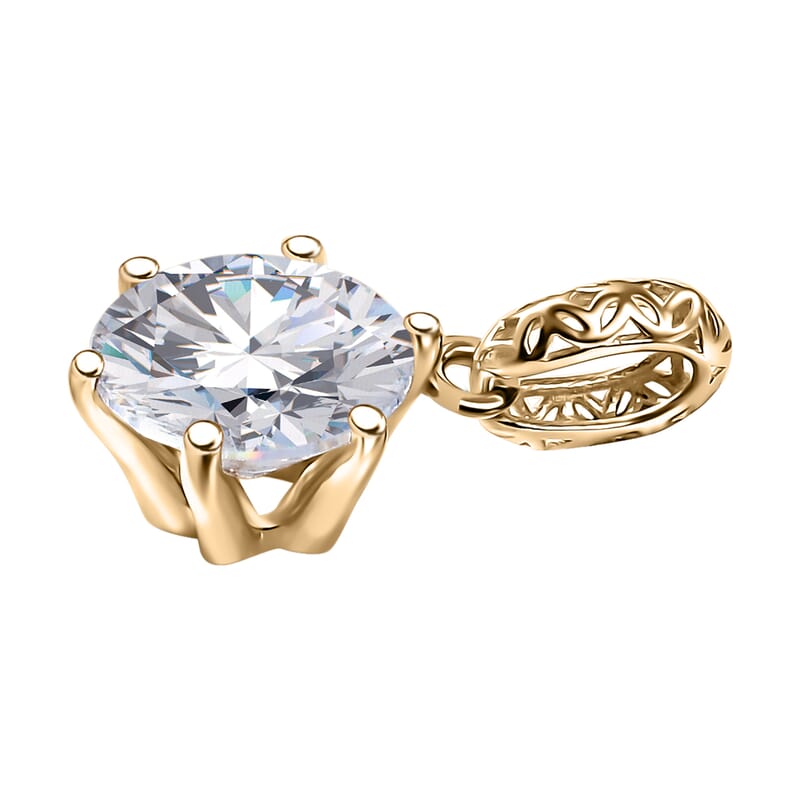 Mirage Collection J Francis Embellished with Zirconia by Swarovski 3.35 ctw Solitaire Pendant without Chain in 10K Yellow Gold