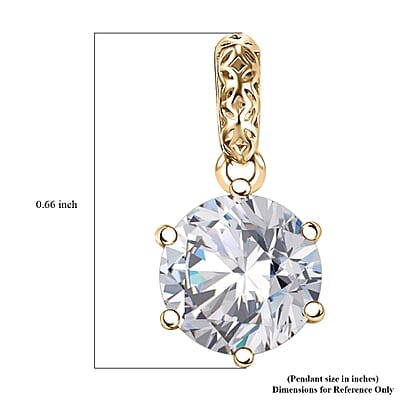 Mirage Collection J Francis Embellished with Zirconia by Swarovski 3.35 ctw Solitaire Pendant without Chain in 10K Yellow Gold