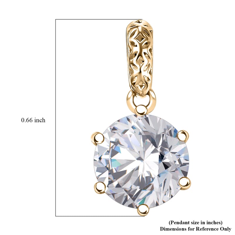Mirage Collection J Francis Embellished with Zirconia by Swarovski 3.35 ctw Solitaire Pendant without Chain in 10K Yellow Gold