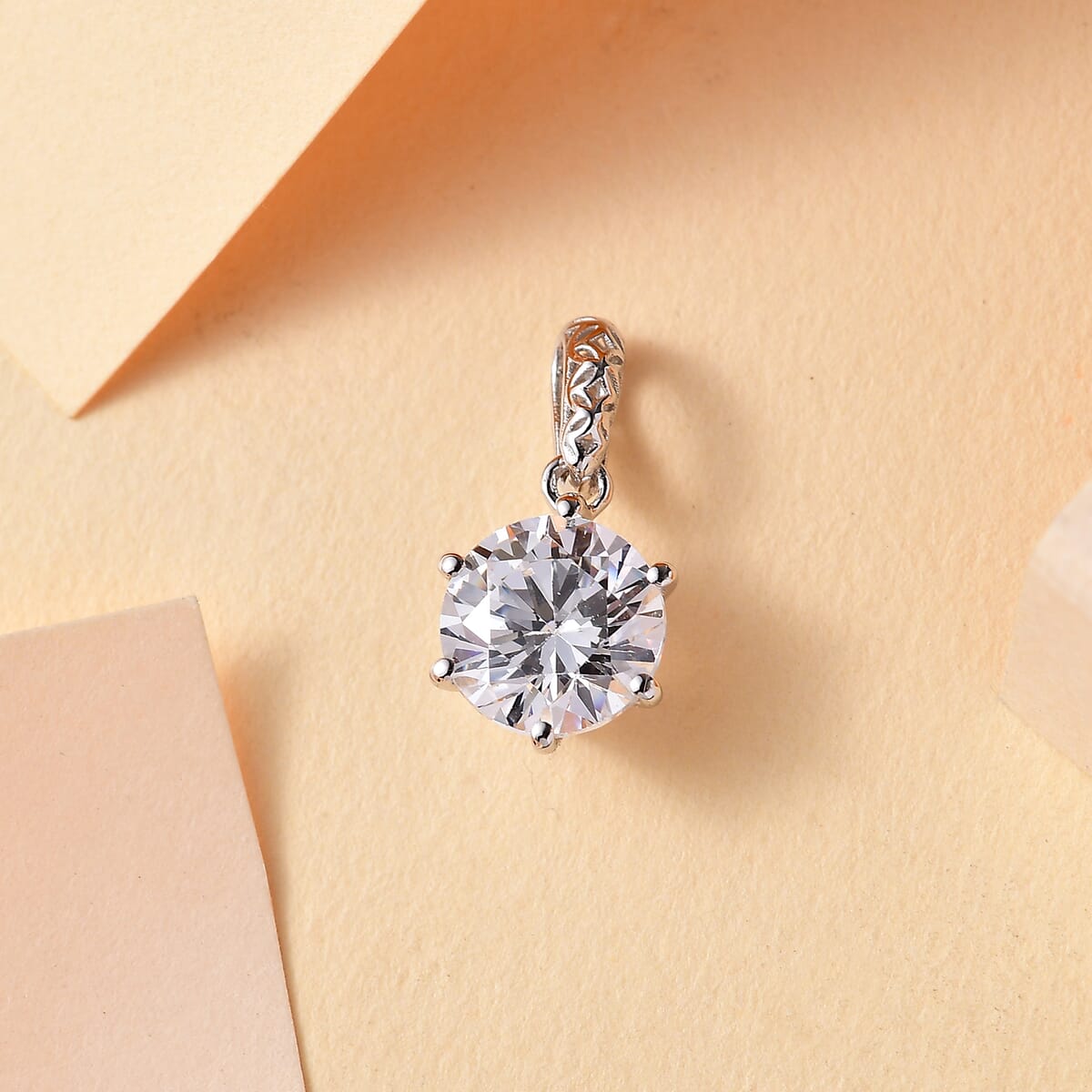 Mirage Collection J Francis Embellished with Zirconia by Swarovski 3.35 ctw Solitaire Pendant in 10K White Gold image number 1