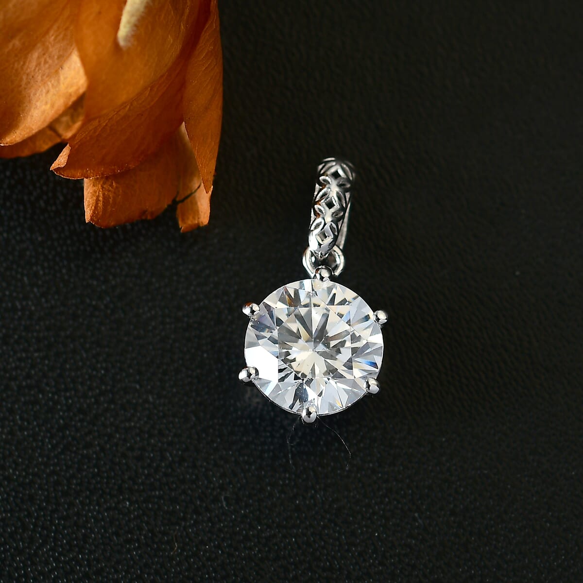 Mirage Collection J Francis Embellished with Zirconia by Swarovski 3.35 ctw Solitaire Pendant in 10K White Gold image number 2