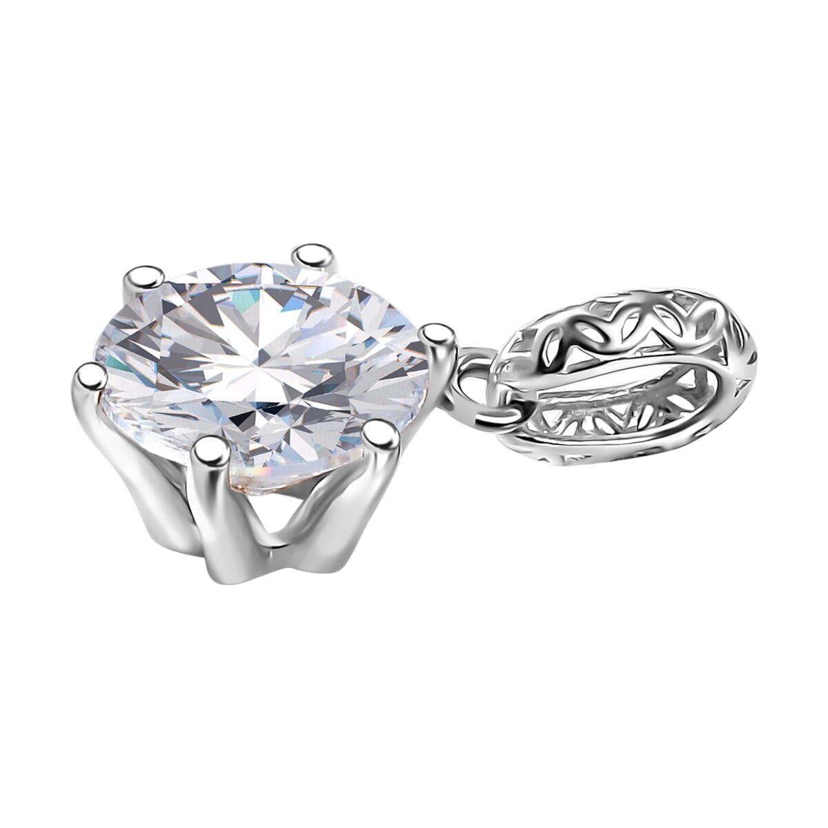 Mirage Collection J Francis Embellished with Zirconia by Swarovski 3.35 ctw Solitaire Pendant in 10K White Gold image number 4