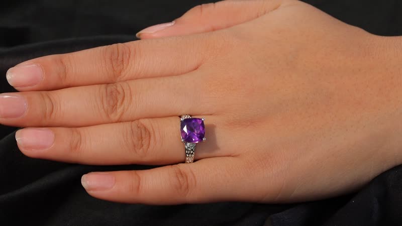 Karis African Amethyst 4.00 ctw Solitaire Ring in Platinum Bond (Size 8.0)