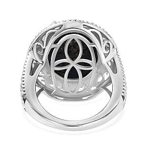Lapis Lazuli 16.00 ctw Ring in Rhodium Over Sterling Silver (Size 8.0)