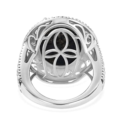 Lapis Lazuli 16.00 ctw Ring in Rhodium Over Sterling Silver (Size 8.0)