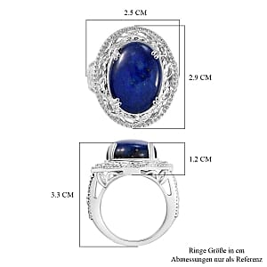 Lapis Lazuli 16.00 ctw Ring in Rhodium Over Sterling Silver (Size 8.0)