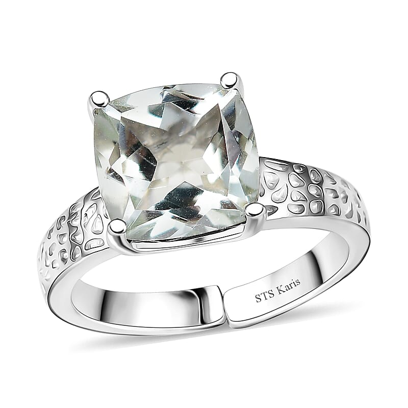 Karis Montezuma Prasiolite 4.30 ctw Solitaire Ring in Platinum Bond (Size 5.0)