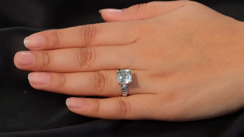 Karis Montezuma Prasiolite 4.30 ctw Solitaire Ring in Platinum Bond (Size 5.0)