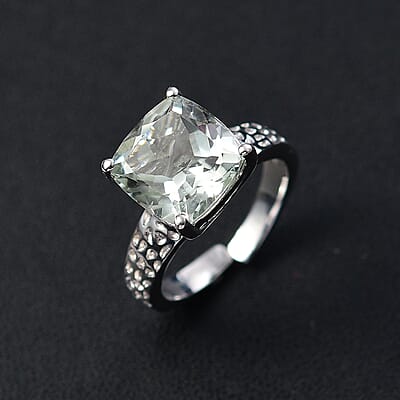 Karis Montezuma Prasiolite 4.30 ctw Solitaire Ring in Platinum Bond (Size 5.0)