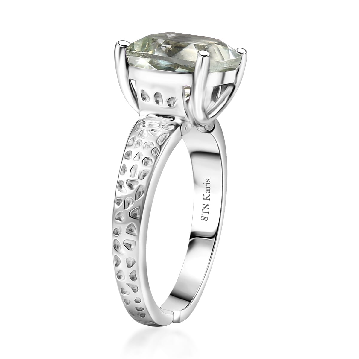 Karis Montezuma Prasiolite 4.30 ctw Solitaire Ring in Platinum Bond (Size 5.0) image number 3