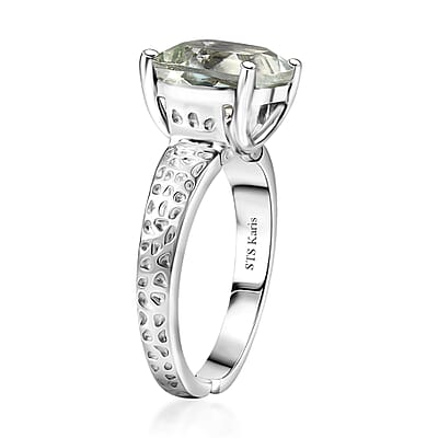 Karis Montezuma Prasiolite 4.30 ctw Solitaire Ring in Platinum Bond (Size 5.0)