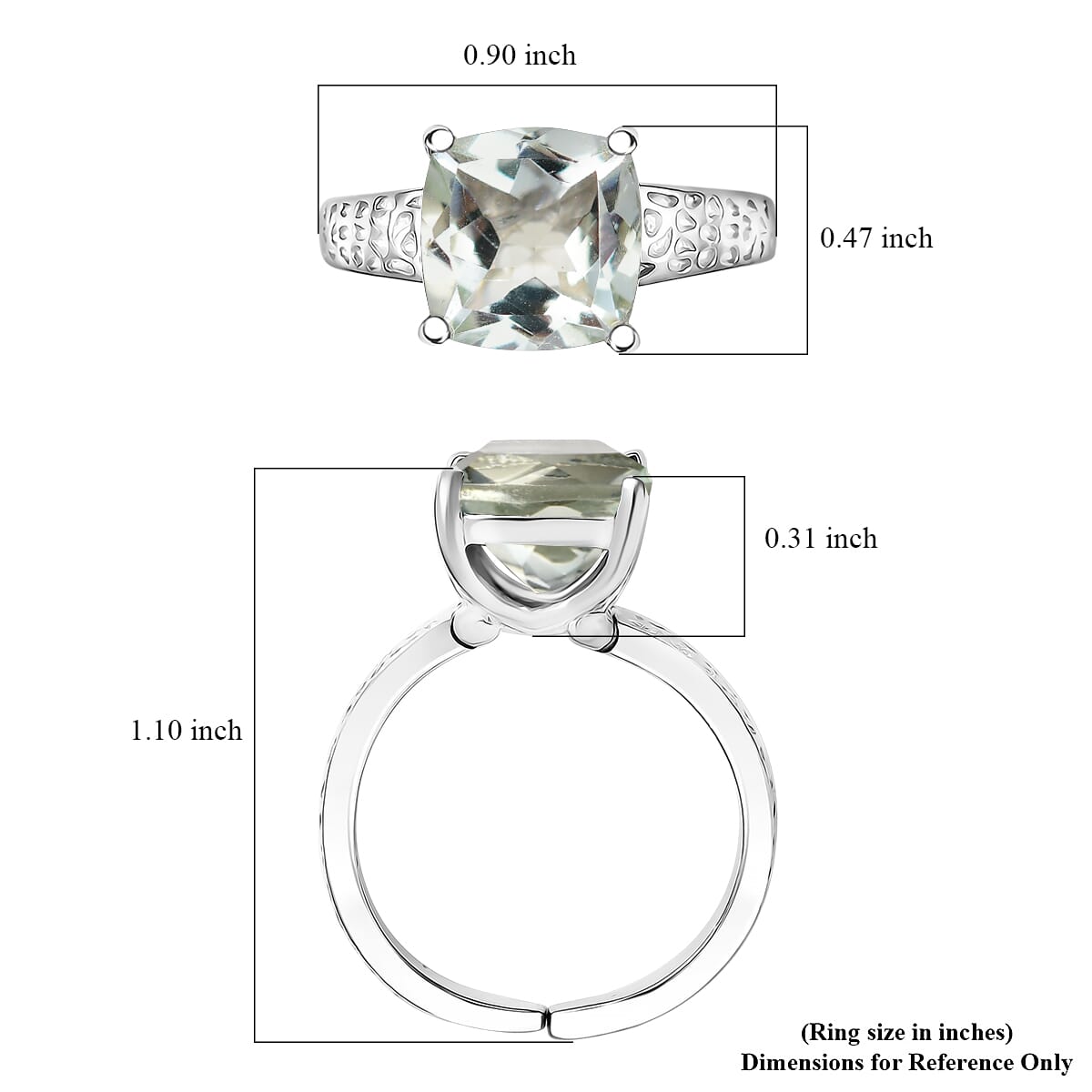 Karis Montezuma Prasiolite 4.30 ctw Solitaire Ring in Platinum Bond (Size 5.0) image number 5