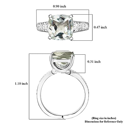 Karis Montezuma Prasiolite 4.30 ctw Solitaire Ring in Platinum Bond (Size 5.0)
