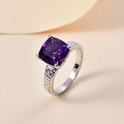 Karis Montezuma Prasiolite 4.30 ctw Solitaire Ring in Platinum Bond (Size 8.0)