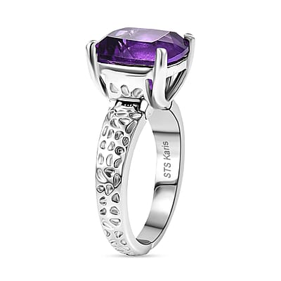 Karis Montezuma Prasiolite 4.30 ctw Solitaire Ring in Platinum Bond (Size 8.0)