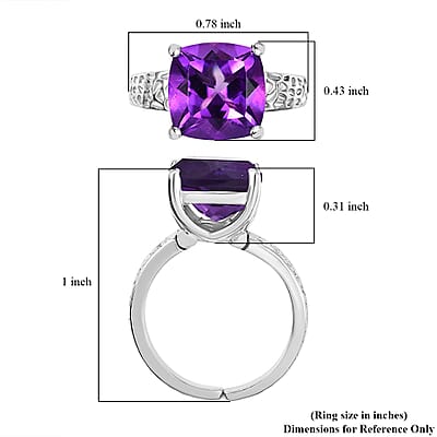 Karis Montezuma Prasiolite 4.30 ctw Solitaire Ring in Platinum Bond (Size 8.0)