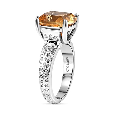 Karis Brazilian Citrine 4.70 ctw Solitaire Ring in Platinum Bond (Size 5.0)