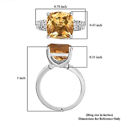 Karis Brazilian Citrine 4.70 ctw Solitaire Ring in Platinum Bond (Size 5.0)