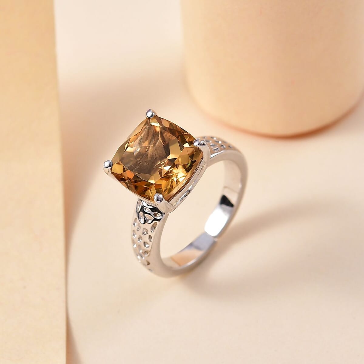 Karis Brazilian Citrine 4.70 ctw Solitaire Ring in Platinum Bond (Size 8.0) image number 1