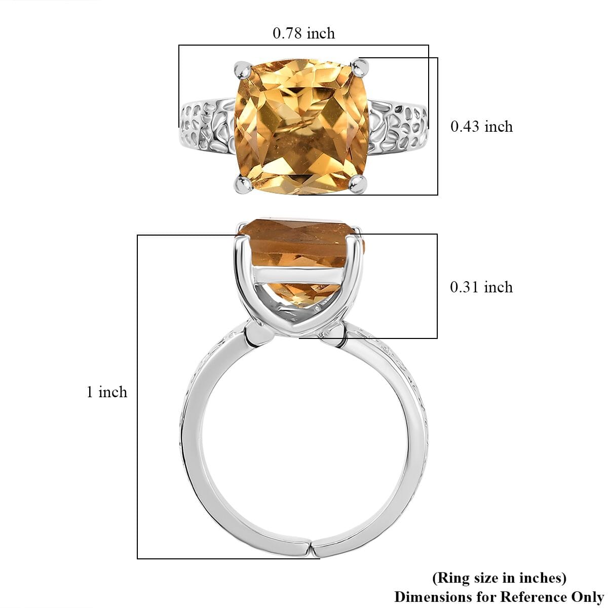 Karis Brazilian Citrine 4.70 ctw Solitaire Ring in Platinum Bond (Size 8.0) image number 5