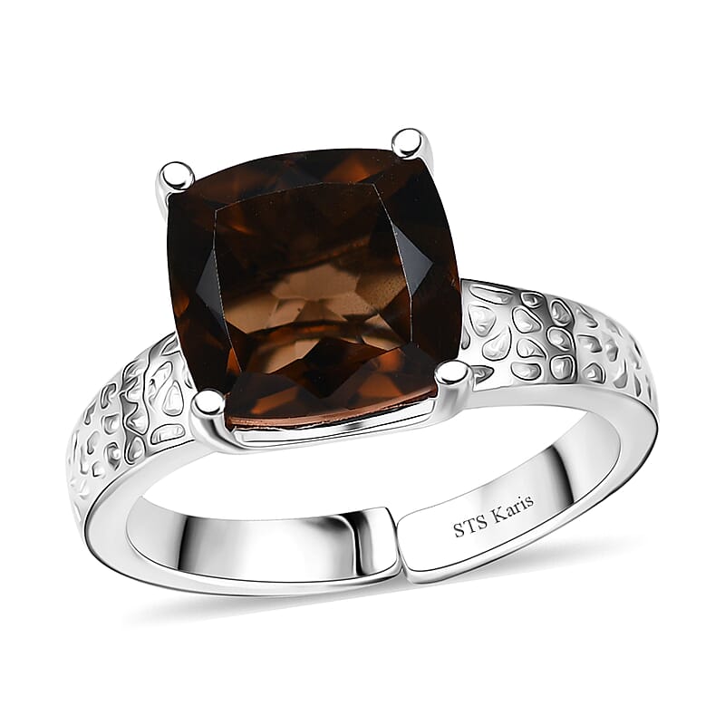 Karis Brazilian Smoky Quartz 4.30 ctw Ring in Platinum Bond (Size 8.0)