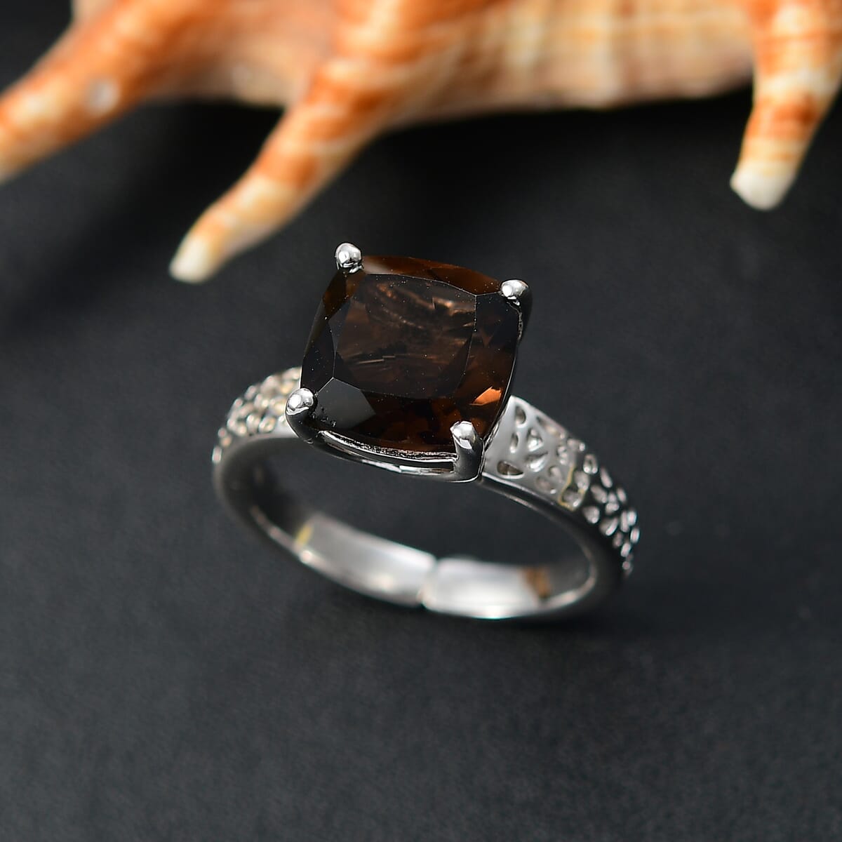 Karis Brazilian Smoky Quartz 4.30 ctw Ring in Platinum Bond (Size 8.0) image number 1