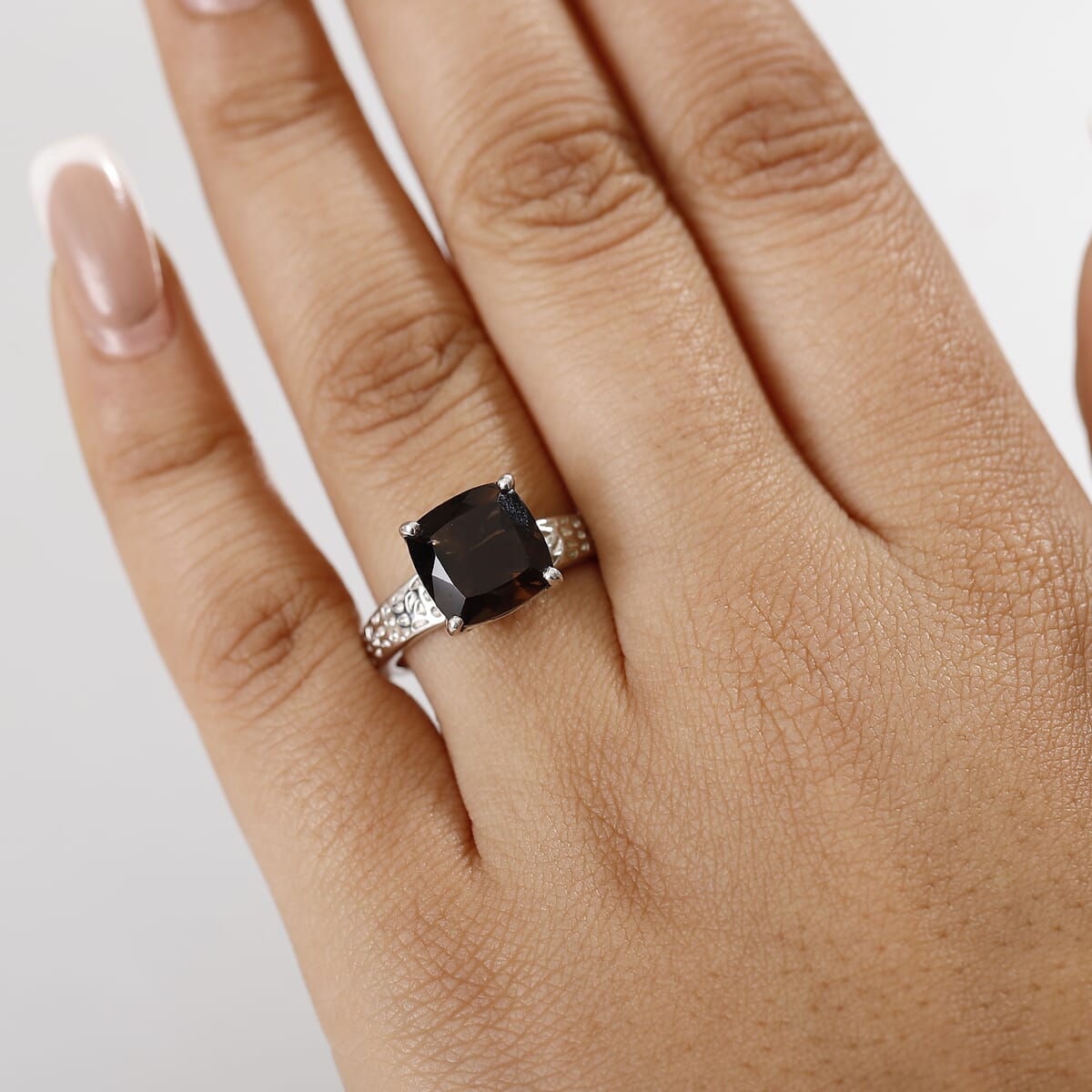 Karis Brazilian Smoky Quartz 4.30 ctw Ring in Platinum Bond (Size 8.0) image number 2
