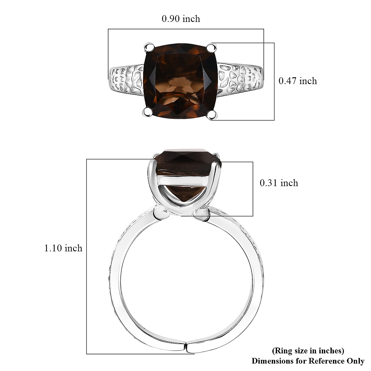 Karis Brazilian Smoky Quartz 4.30 ctw Ring in Platinum Bond (Size 8.0)